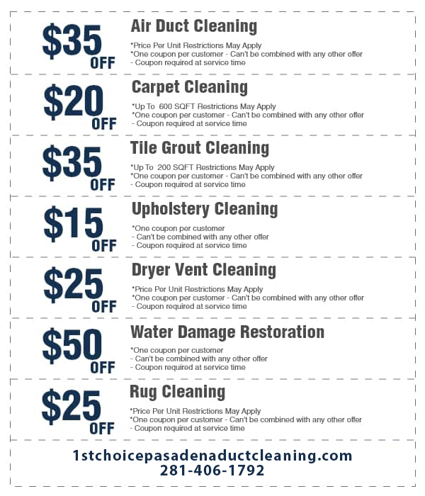 offer 1st Choice Pasadena Duct Cleaning Pasadena
